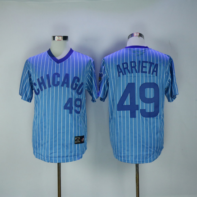 2017 MLB Chicago Cubs #49 Arrieta Blue White stripe Throwback Jerseys->chicago white sox->MLB Jersey